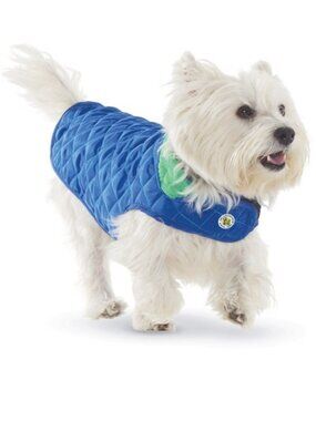 Diamond Quilted Reversible Dog Coat Royal Blue and Kelly Green Size 8 XS